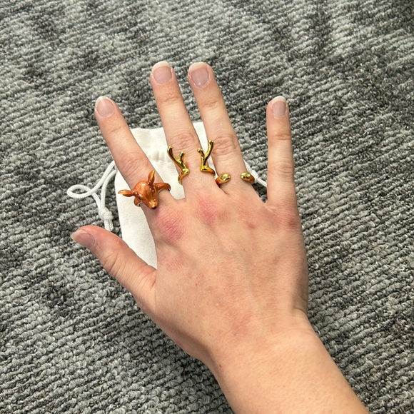 Disney Bambi deer gold ring set of 3 adorable novelty movie size 7✨ - Picture 3 of 9